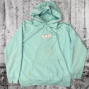 Golf Wang Mint Blue “Golf” Hoodie – Large Pullover Sweatshirt – 100% Pima Cotton